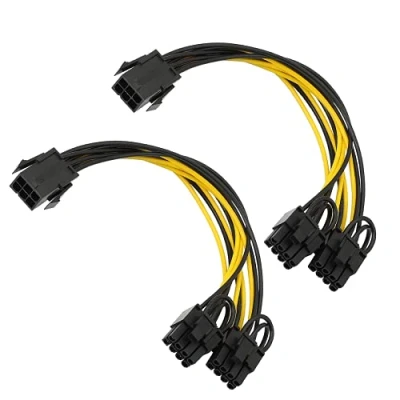 Afbeelding van grafische kaart kabel, 6 pins naar 8 PCIe adapter stroomkabel, 2 pack dual pin (6+2) PCI Express stroomadapter GPU VGA mijnbouw videokaart converter kabel