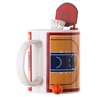 Afbeelding van MAGS Basketball mok met bal en mand, keramiek, bruin, wit, 12cm, 303