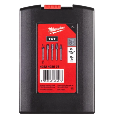 Afbeelding van Milwaukee Burrs TC 6 x 12.7mm set 5 pc Stiftfrees 12,7mm type B, C, D, H, M (5 delig) 4932493576