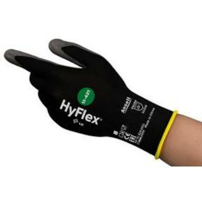 Afbeelding van Ansell HyFlex 11 421 voedselveilige handschoenen, zwart, maat 8