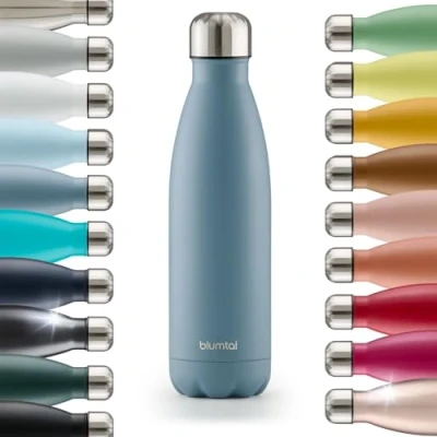 Afbeelding van Blumtal Thermosfles Met dubbele wand Thermosbeker Koffie, Thee en Koele dranken Travel Mug 500ml Dove Grey Grijs Blauw