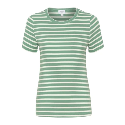 Afbeelding van Saint Tropez Aster SS Stripe Tshirt print, Dames, Maat: Large, Frosty spruce