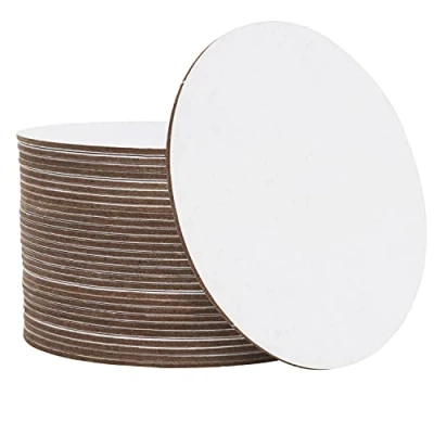 Afbeelding van Belle Vous Ronde Pulpbord Onderzetters (100 Pak) 9 cm Diameter Blank Witte Kartonnen Bier Matjes Voor DIY Kunst en Hobby Projecten, Beletter Papier Ontwerpen Huis/Muur Decoraties
