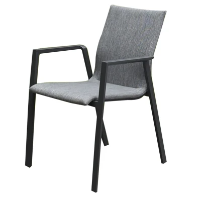 Afbeelding van Nancy dining tuinstoel stapelbaar antraciet aluminium textileen