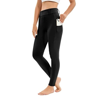 Afbeelding van Rijlegging voor dames, volledig bezet met zak mobiele telefoon, hoge taille, stretch riemlussen, zwart, XXL