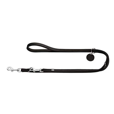 Afbeelding van HUNTER Comfort verstelbare hondenleiband, leer, eenvoudig, duurzaam, soepel, 1,5 x 200 cm, zwart