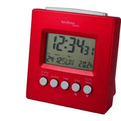 Afbeelding van Technoline WT 228 radiografische wekker met temperatuurweergave, metallic rood