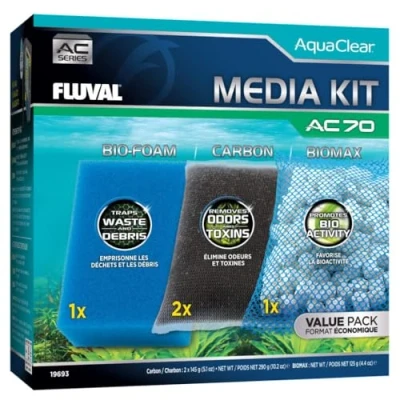 Afbeelding van Fluval Media onderhoudskit voor AC70 Power Filter gebruik in zoetwater en zoutwateraquaria