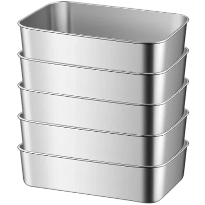 Afbeelding van Broodbakvorm, 4 stuks, van roestvrij staal, rechthoekig, perfect voor brood en cake, vaatwasmachinebestendig gezond, 23 x 6 cm