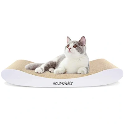 Afbeelding van Aibuddy Kattenkrabber, krabkussen, Kitty krabbed, duurzaam recyclebaar karton met kattenkruid [44x 25x 7cm, superieur en constructie]