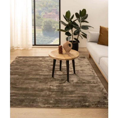 Afbeelding van Viscose Vloerkleed Vierkant Pearl Bruin 140x140 Cm