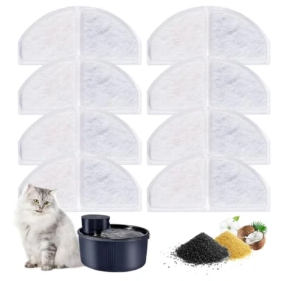 Afbeelding van Kattenfonteinfilter, 8 stuks, filter, kattenfontein, filter voor kattenfontein met koolfilter en schuimfilter, drinkfontein katten, vervangingsfilter Dhohoo 2,5 l katten