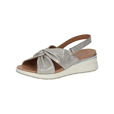 Afbeelding van Caprice Sandalen met sleehak Stone metallic, Dames, Maat: 39, metallic Leer