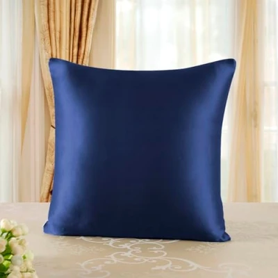 Afbeelding van townssilk Kussensloop 100% pure moerbeizijde, 19 momme, dubbelzijdig, ter bescherming van haar en huid, verborgen ritssluiting, draaddichtheid 600, 1 stuk, 60 x cm, marineblauw