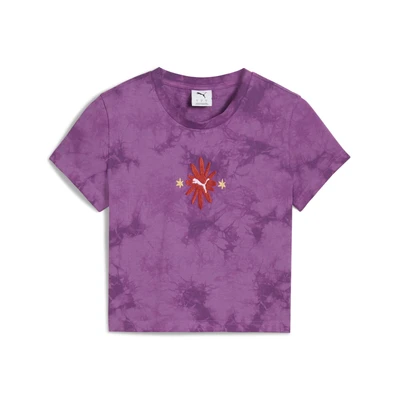 Afbeelding van Puma Floral Kurzes Figurbetontes MIT Grafik Tshirt print, Dames, Maat: Small, Wild berry