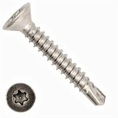 Afbeelding van 100 stuks boorschroeven 4,2 x 25 mm roestvrij staal A2 met verzonken kop zelfsnijdend DIN 7504 O TX 20