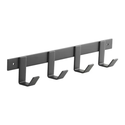 Afbeelding van SOTECH Blackline ALBA (klein) Hakenrail 345 mm met 4 haken zwart gepoedercoat Wandkapstok Kapstokhaken