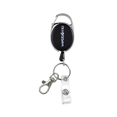 Afbeelding van WEBBOMB® Uittrekbare sleutelhanger, identiteitskaart &amp; sleutel, jojo ID kaarthouder met riemclip, karabijnhaak, vinylband (ID clip) sleutelring, kaarthouder, sleutelrol