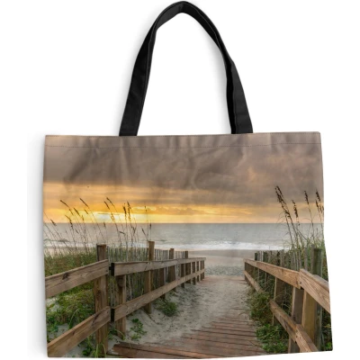 Afbeelding van MuchoWow® Schoudertas Strandtas Big Shopper Boodschappentas Strand Zee Duin Pad 50x40 cm Katoenen tas