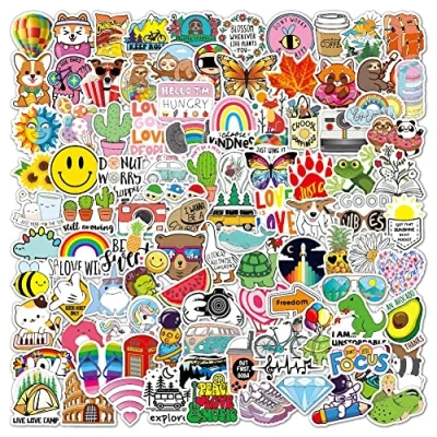 Afbeelding van 100 Stuks Schattige Aesthetic Stickers voor Meisjes, VSCO Esthetische Vinyl Stickerpakket Scrapbook Plakboek Notebook Laptop Koffer Gitaar Skateboard