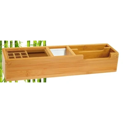 Afbeelding van WEDO bureau organizer Bamboe, 2 vakken, aluminium inzetstukken