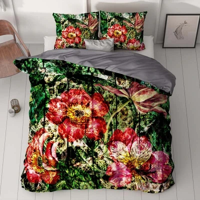 Afbeelding van Dekbedovertrek Arina Tweepersoons (200x200 cm) Rood Polyester katoen Dessin: Bloemen Sleeptime Dekbed Discounter.nl