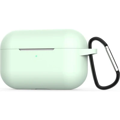 Afbeelding van AirPods Pro / 2 siliconen hoesje met karabiner haak Lichtgroen