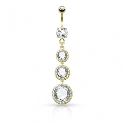 Afbeelding van Navelpiercing grote CZ drops down gold plated