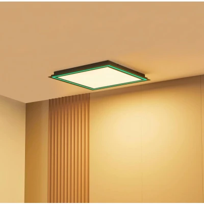 Afbeelding van Lucande LED plafondlamp RGB met dimmer CCT 1licht Ijzer, plastic H: 4.65 cm wit Inclusief lichtbron