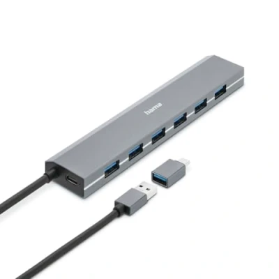 Afbeelding van Hama Usb Hub 7 Poorts 3.2 Gen1 5 Gbit/S Inc. C Adapter En Netadapter
