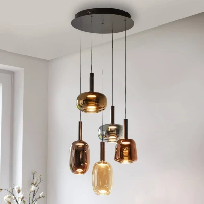 Afbeelding van Paul Neuhaus Vrolijke hanglamp Irides 6 lichts rond 2682 70