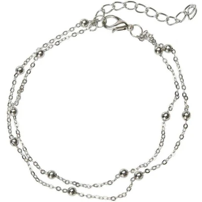Afbeelding van Fako Bijoux® Enkelbandje Enkelsieraad Balletjes Duo Zilverkleurig