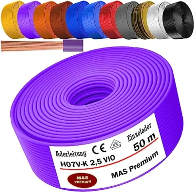 Afbeelding van Aderleiding H07 V K 2,5 mm² violet (paars) enkele ader flexibel van 5 tot 100 m (50 m)