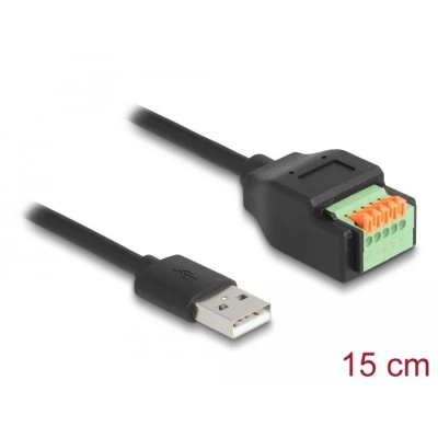Afbeelding van Delock USB 2.0 Kabel Typ A Stecker zu Terminalblock Adapter mit Druckt