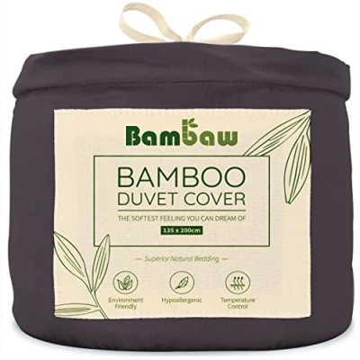 Afbeelding van Bamboe Dekbedovertrek 1 Persoons Eco Dekbedhoes 135cm bij 200cm Luxe Beddengoed Hypoallergeen Puur Lyocell Ultra ademende Stof Houtskool Bambaw