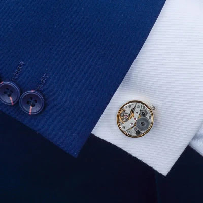 Afbeelding van Manchetknopen met Mechanisch Horlogemechanisme Luxe Zwart