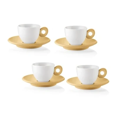 Afbeelding van Guzzini EVERYDAY Set van 4 koffiekopjes met schotel Mosterd Geel 081701211