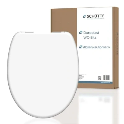 Afbeelding van SCHÜTTE wc bril met softclosemechanisme, deksel van onbreekbaar duroplast, innovatieve doe het zelf montage, toiletdeksel en bril, belastbaar tot 150 kg, wit