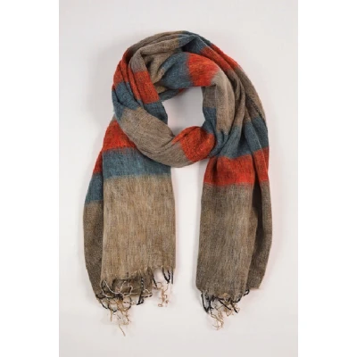 Afbeelding van Nepal sjaal en omslagdoek Blauw Brique Grijs