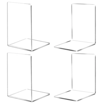 Afbeelding van Boekensteunset, 4 Transparante acryl boekensteunen. Geschikt voor school, thuis, kantoor, bibliotheek, slaapkamer en bureauorganisatie. decoratie