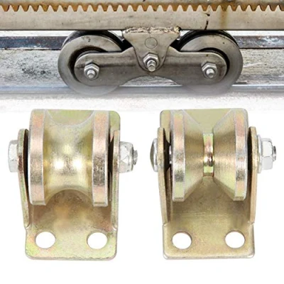 Afbeelding van 2 Stks 32mm Staal Schuifpoort Roller V Vormige Wiel Track Rail Schuifdeur Met Beugel