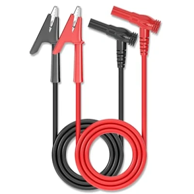 Afbeelding van Cleqee 2 stuks multimeter meetkabels, 4 mm banaanstekker naar krokodillenklemmen kabel, duurzame laboratoriumtestkabel, (1 m, rood en zwart)