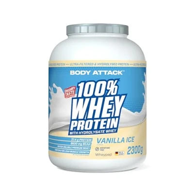 Afbeelding van Body Attack 100% Whey Proteïne, hydrolysaat, ultra gefilterd wei eiwit (Vanilla Ice, 2,3 kg)