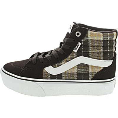 Afbeelding van Vans Filmore HI Platform Plaid Sneakers hoog, Dames, Maat: 38, mix brown white Leer en textiel