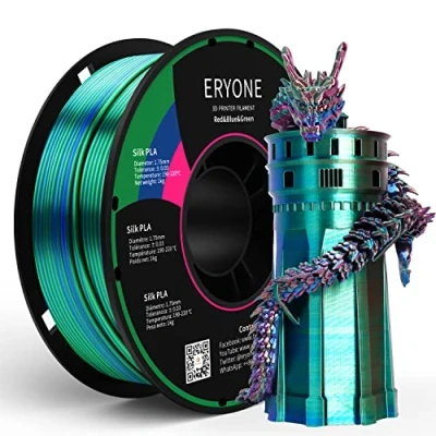 Afbeelding van ERYONE Driekleurig zijden PLA filament 1,75 mm, 3D printerfilament +/ 0,03 mm 1 kg/spoel, zijderood, blauw en groen