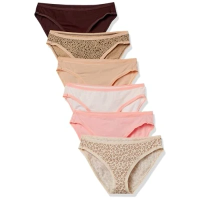 Afbeelding van Amazon Essentials Women&#039;s Katoenen onderbroek in bikinimodel (verkrijgbaar grote maten), Pack of 6, Dierenprint/Luipaard/Veelkleurig/Streep, XXL