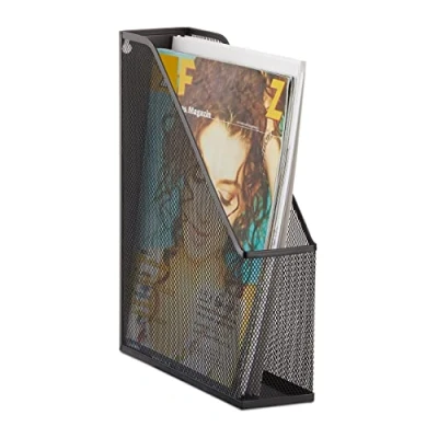 Afbeelding van Relaxdays tijdschriftenhouder A4 formaat tijdschriftencassette gaas tot C4 sorteren zwart