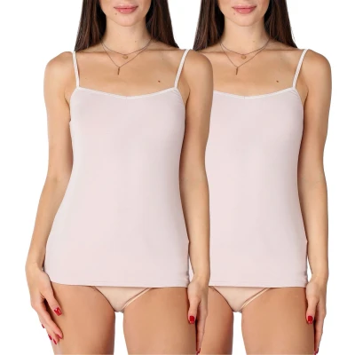 Afbeelding van Bellivalini Dames Onderhemd V hals Viscose BLV BLV50 218 UW 2Pack Poederroze XXL