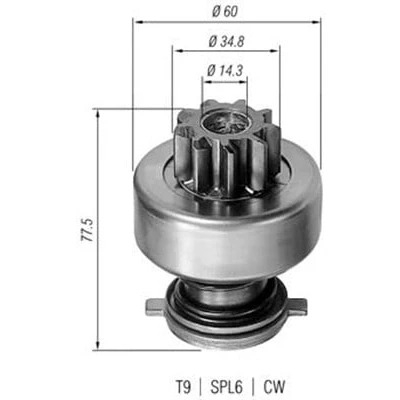 Afbeelding van Vrijwielaandrijving/bendix, starter  MAGNETI MARELLI 940113020114