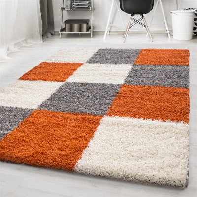 Afbeelding van Hoogpolig vloerkleed Cube Terracotta 120x170cm Adana Carpets